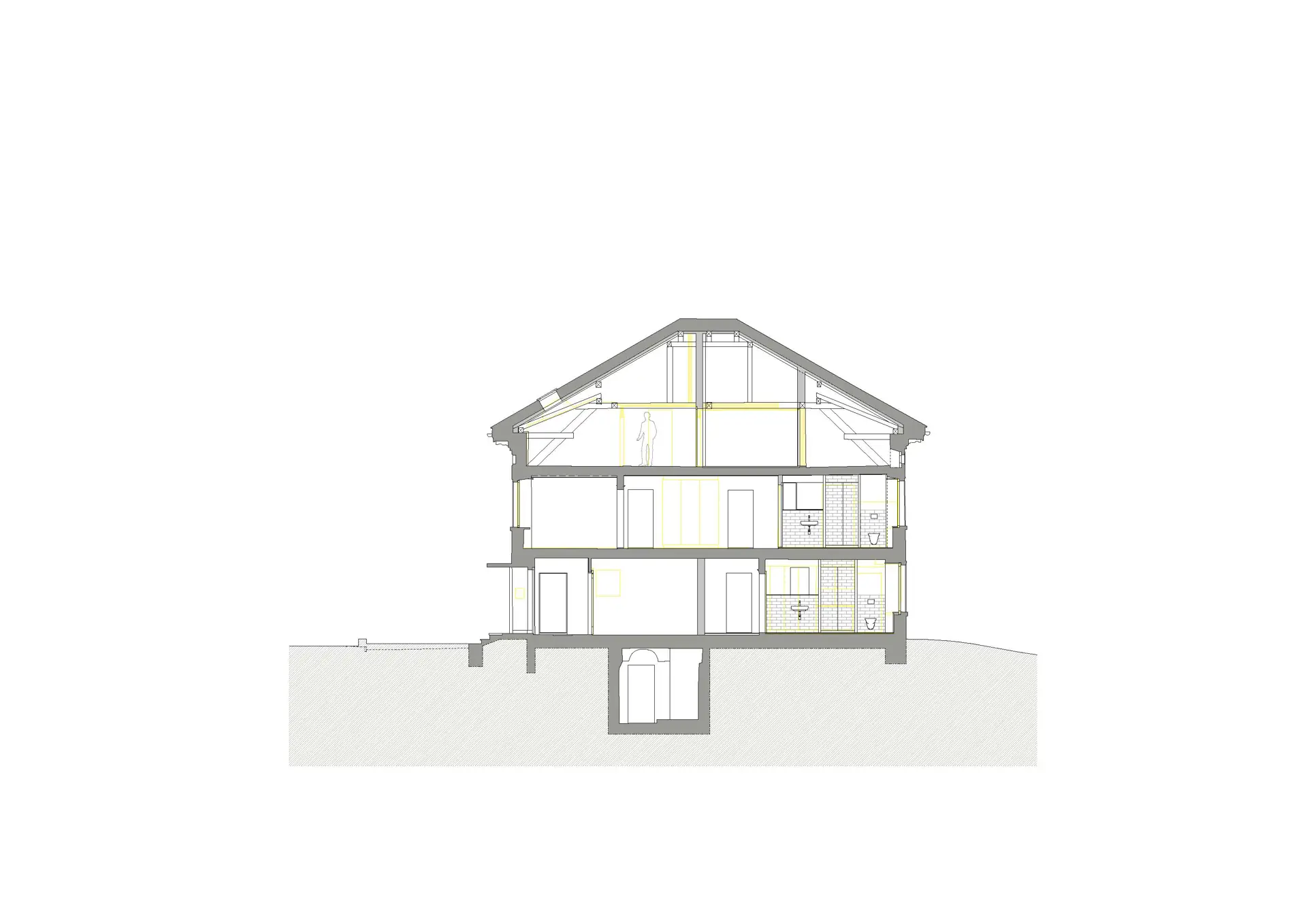 27_Umbau_Pfarrhaus mit Anbau Tenn Igis_Schnitt A-A